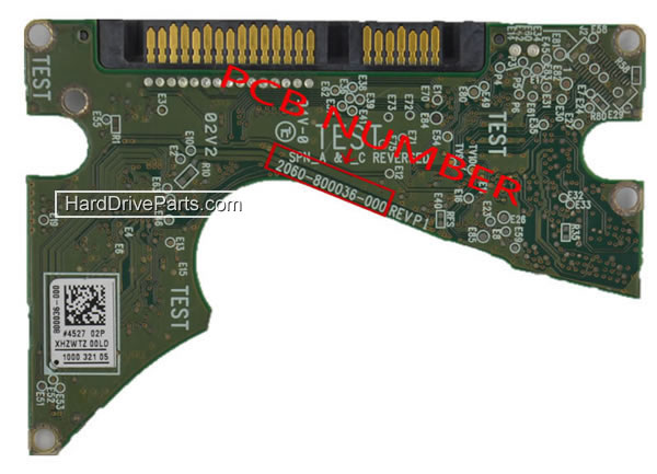 Western Digital PCB Board 2060-800036-000 REV A / P1 / P2