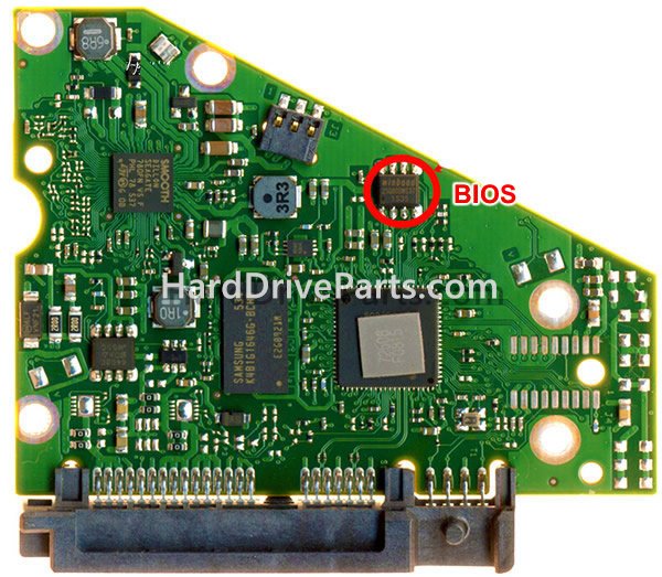 Swap bios chip on Seagate PCB Board 100721570