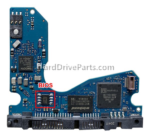 Swap bios chip on Seagate PCB Board 100815565